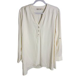 Soft Surroundings Size XL Longline Topnotch Tencel Tunic Ivory Lagenlook Classic